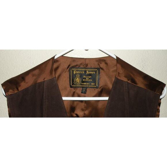 Patrick James Men’s Large Western Leather Vest Brown 5 Button - Picture 2 of 3